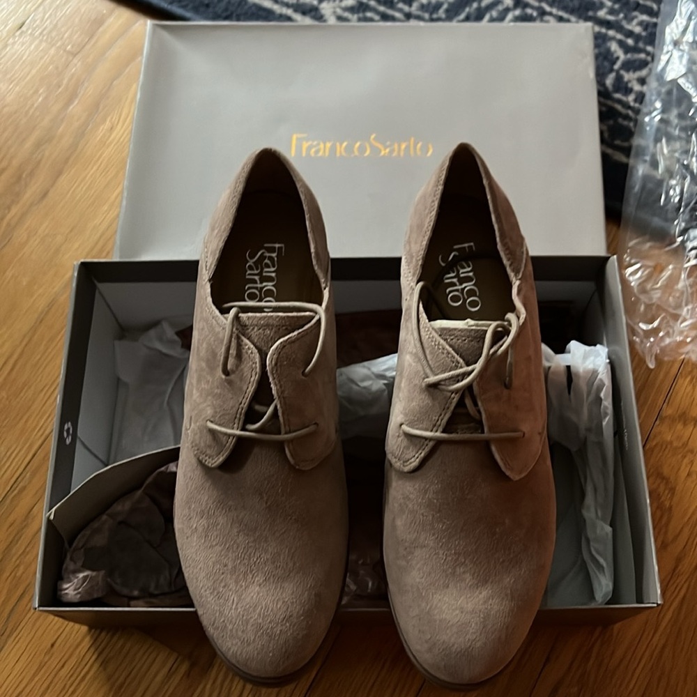Franco Sarto Suede Taupe Pecos Oxfords
